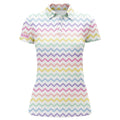 Custom Rainbow Colors Pattern Golf Shirts Custom Name Womens Golf Polo Shirts, Ladies Golf Polo Tops
