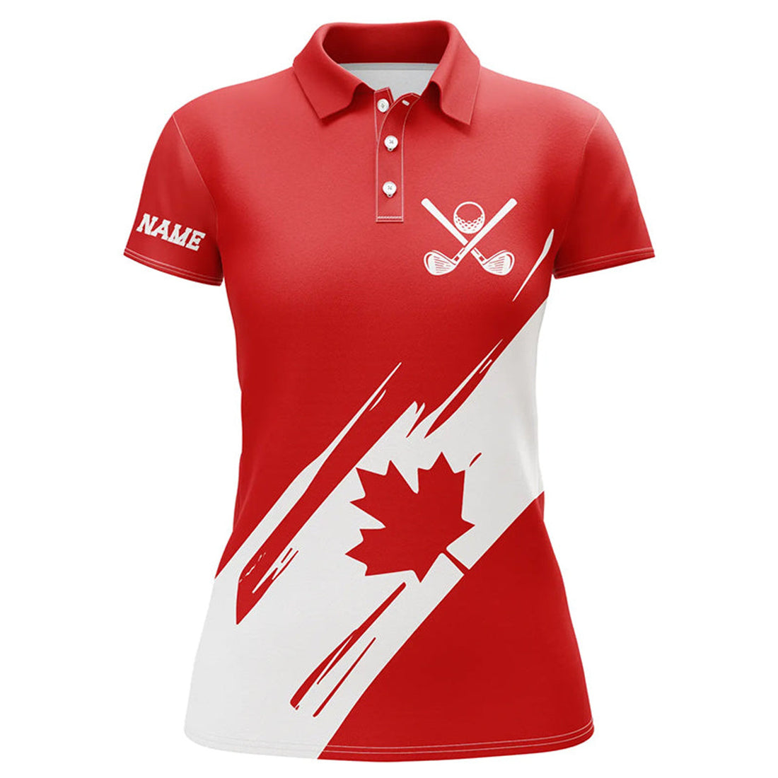 Custom Womens Golf Polo Shirts Red Canada Flag Maple Leaf Patriot Custom Team Golf Shirts, Canadian Golf Tops