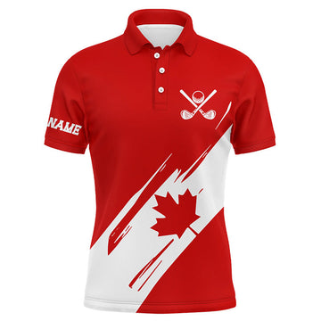 FUNSTUFFPRINT Mens golf polo shirts Red Canada flag maple leaf patriot custom team golf Polo Shirt Size S-5XL