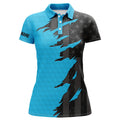 Custom Personalized Womens Golf Polos Shirt Custom Blue Golf Shirts Black American Flag Ladies Golf Apparel