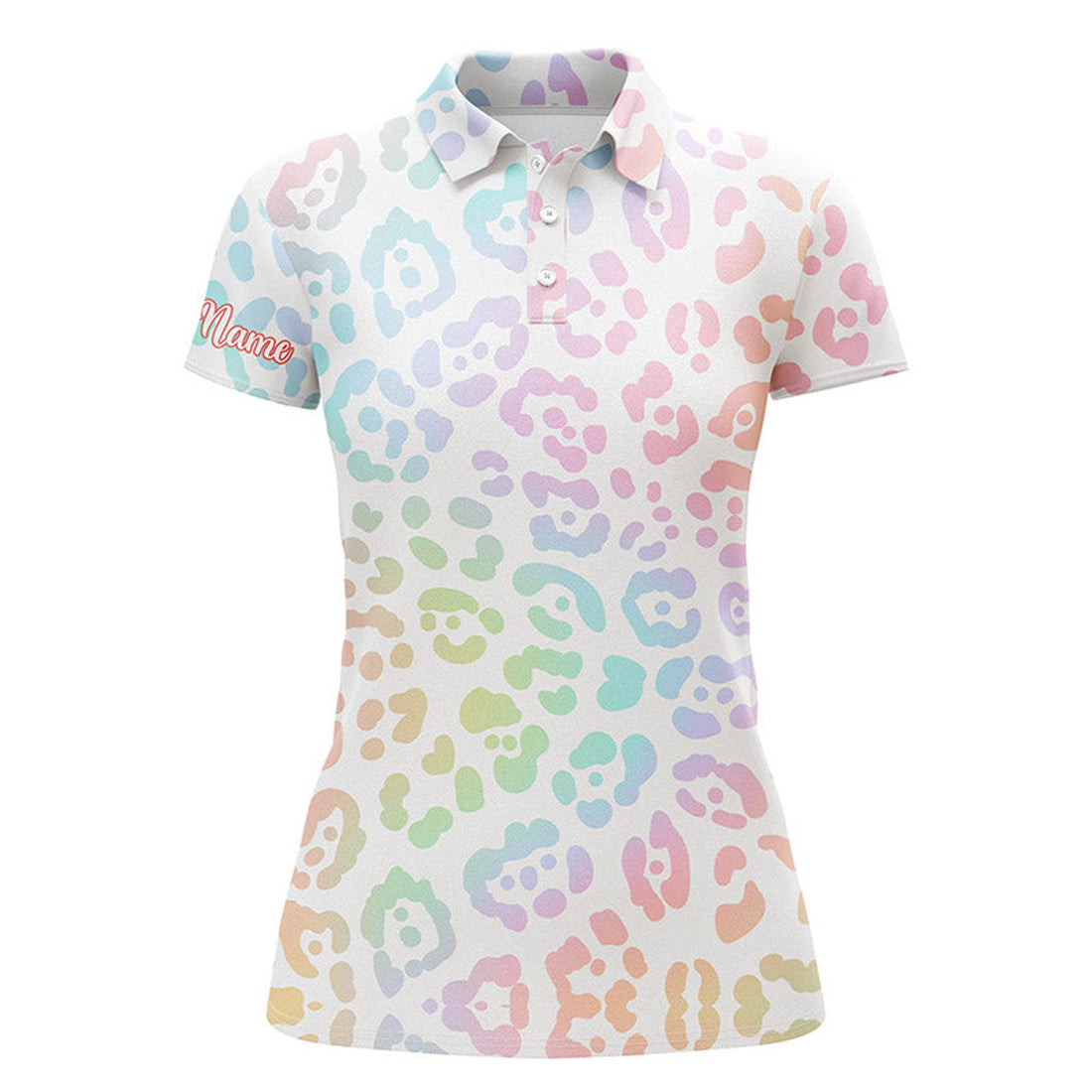 Custom Rainbow Leopard Gradient Custom Name Womens Golf Polo Shirts, Team Golf Shirt Gift For Golf Lovers