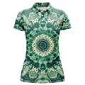 Custom Womens Golf Polos Shirts Custom Womens Golf Tops Green Tie Dye Pattern, Ladies Golf Polo