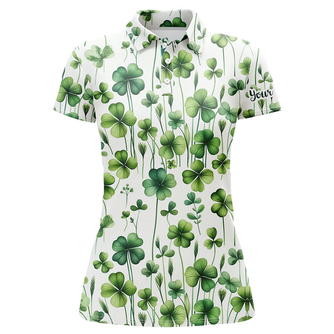 Custom Womens Golf Polos Shirts Green Clover St Patrick's Day Pattern Golf Shirts Custom Team Golf Polos