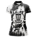 Custom Black And White Womens Golf Polo Shirts Custom Disc Golf Basket Frisbee Golf Shirts