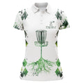 Custom Watercolor Green Argyle Pattern White Womens Golf Polo Shirts Custom Disc Golf Frisbee Golf Shirt
