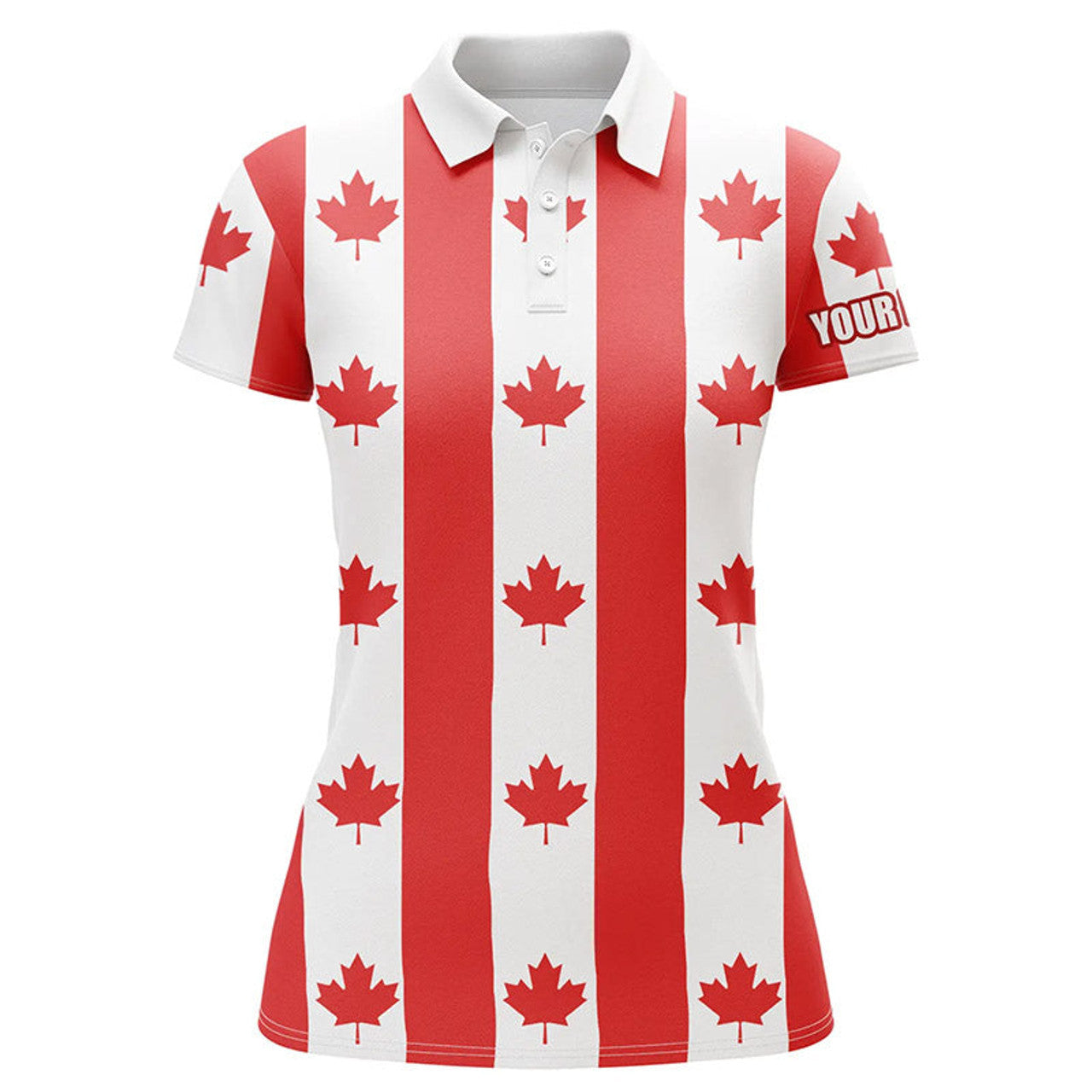 Custom Canadian Flag Patriotic Womens Golf Polo Shirts Custom Canada Golf Shirts For Women, Ladies Golf Top