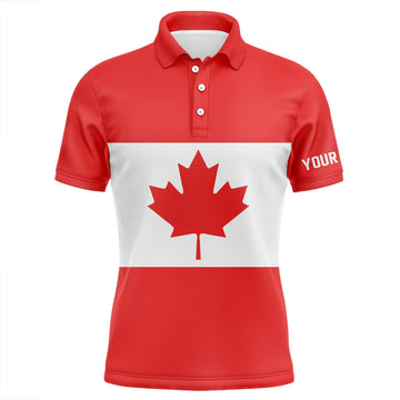 FUNSTUFFPRINT Mens golf polo shirts Canadian flag patriotic personalized Canada golf shirts for men Polo Shirt Size S-5XL
