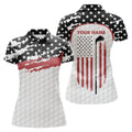 Custom Womens Golf Polo Shirts Custom Golf Club American Flag Patriotic White Golf Shirts For Women