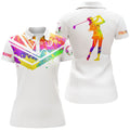 Custom Womens Golf Polo Shirts Watercolor New Zealand Flag Custom Name White Golf Shirt