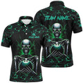 Custom Green Skull Lightning Bowling Polo Shirt For Men Custom Team Bowling Jerseys For Men, Gift For Bowlers