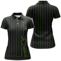 Custom Personalized Golf Polo Shirt For Women Custom Green Stripes Black Golf Tops Womens, Golf Gift For Girl
