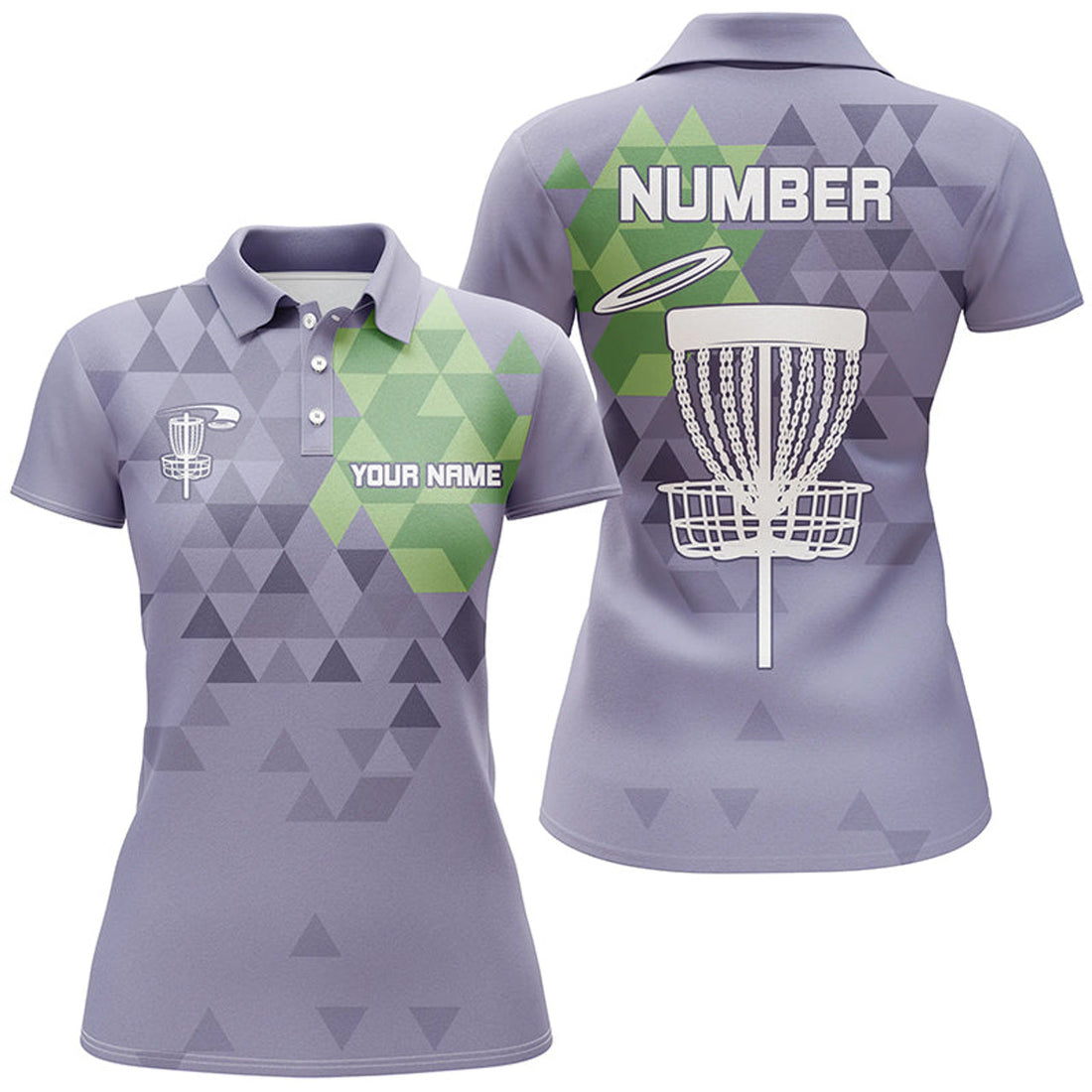 Custom Purple Camo Women Disc Golf Polo Shirts Custom Name And Number Disc Golf Basket Jerseys