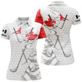 Custom Women Golf Polo Shirt Custom White Golf Ball Skin Canadian Flag Patriot Golf Clubs Ladies Golf Apparel