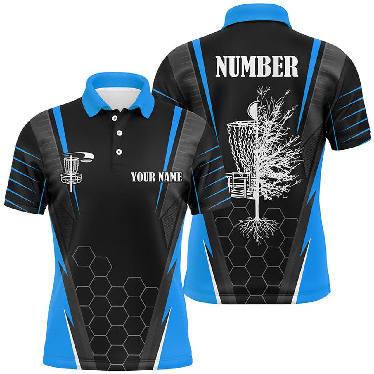 Custom Mens disc golf polo shirt custom frisbee golf shirt, disc basket golf gifts for mens | Blue