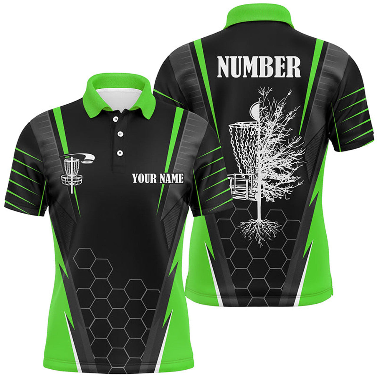 Custom Mens disc golf polo shirt custom frisbee golf shirt, disc basket golf gifts for mens | Green