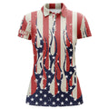 Custom Womens Golf Polo Shirt Custom American Flag Fire Female Golf Attire For Women, Ladies Golf Tops