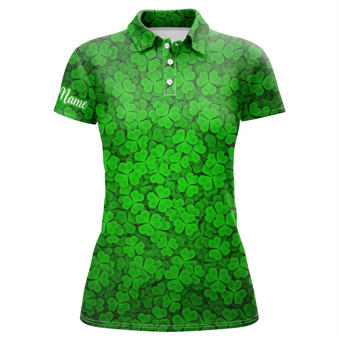 Custom Womens Golf Polos Shirts Green Clover St Patrick Pattern Golf Shirts Custom Team Golf Polo