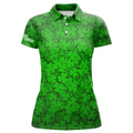 Custom Womens Golf Polos Shirts Green Clover St Patrick Pattern Golf Shirts Custom Team Golf Polo