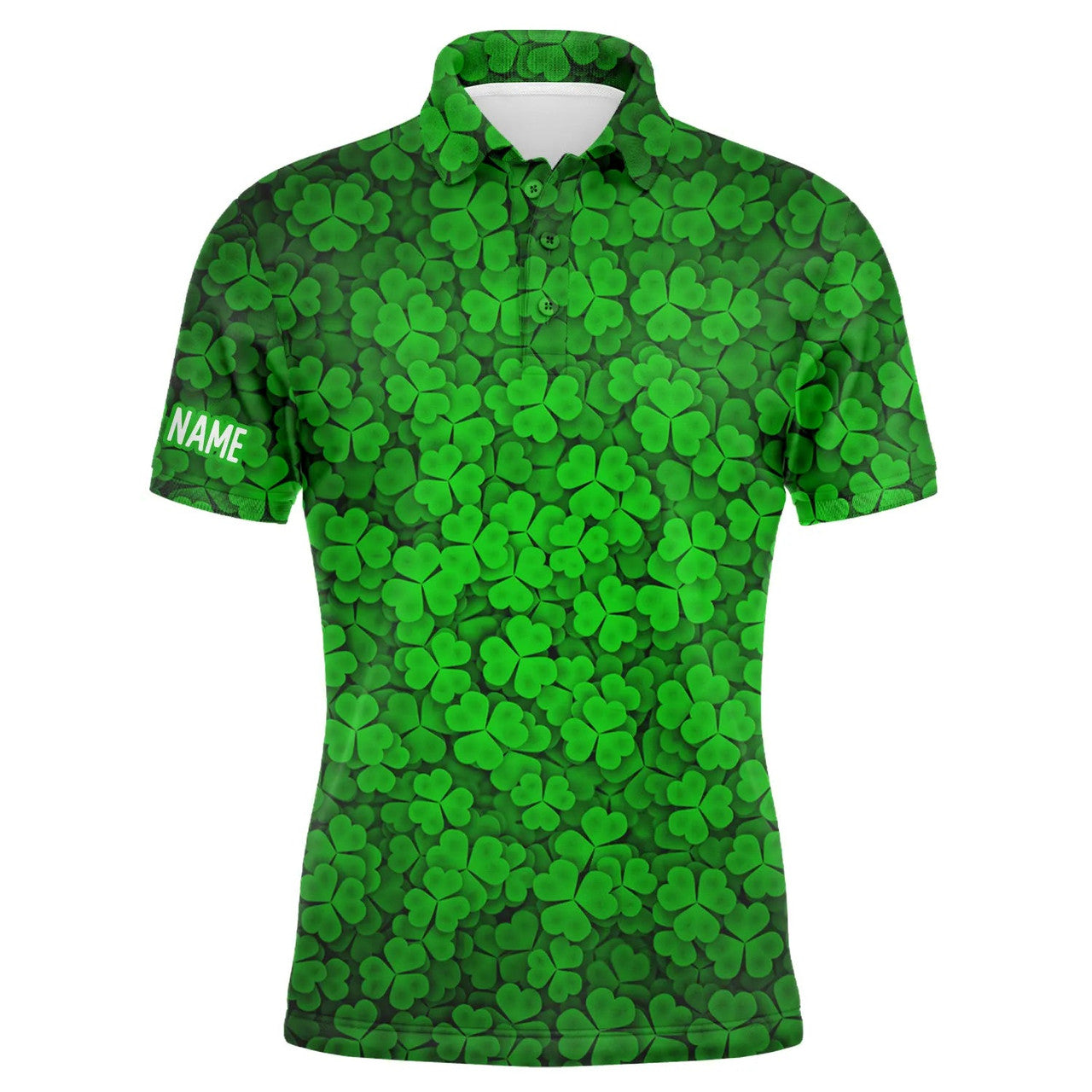 FUNSTUFFPRINT Mens golf polo shirts Green clover St Patrick's Day pattern golf shirts custom team golf Polo Shirt Size S-5XL