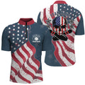 Custom Patriotic Men's Bowling Jersey Shirt, Custom Name Team Men Bowlers Jersey American Flag