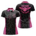 Custom Funny Heartbeat Pulse Line Pink Polo Shirts For Women, Personalized Bowling Team Jerseys