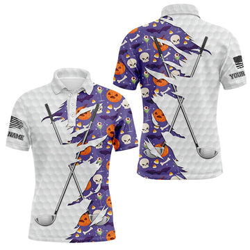 Custom Purple Halloween golf pattern white golf ball skin Men golf polo shirts custom golf clubs outfit men
