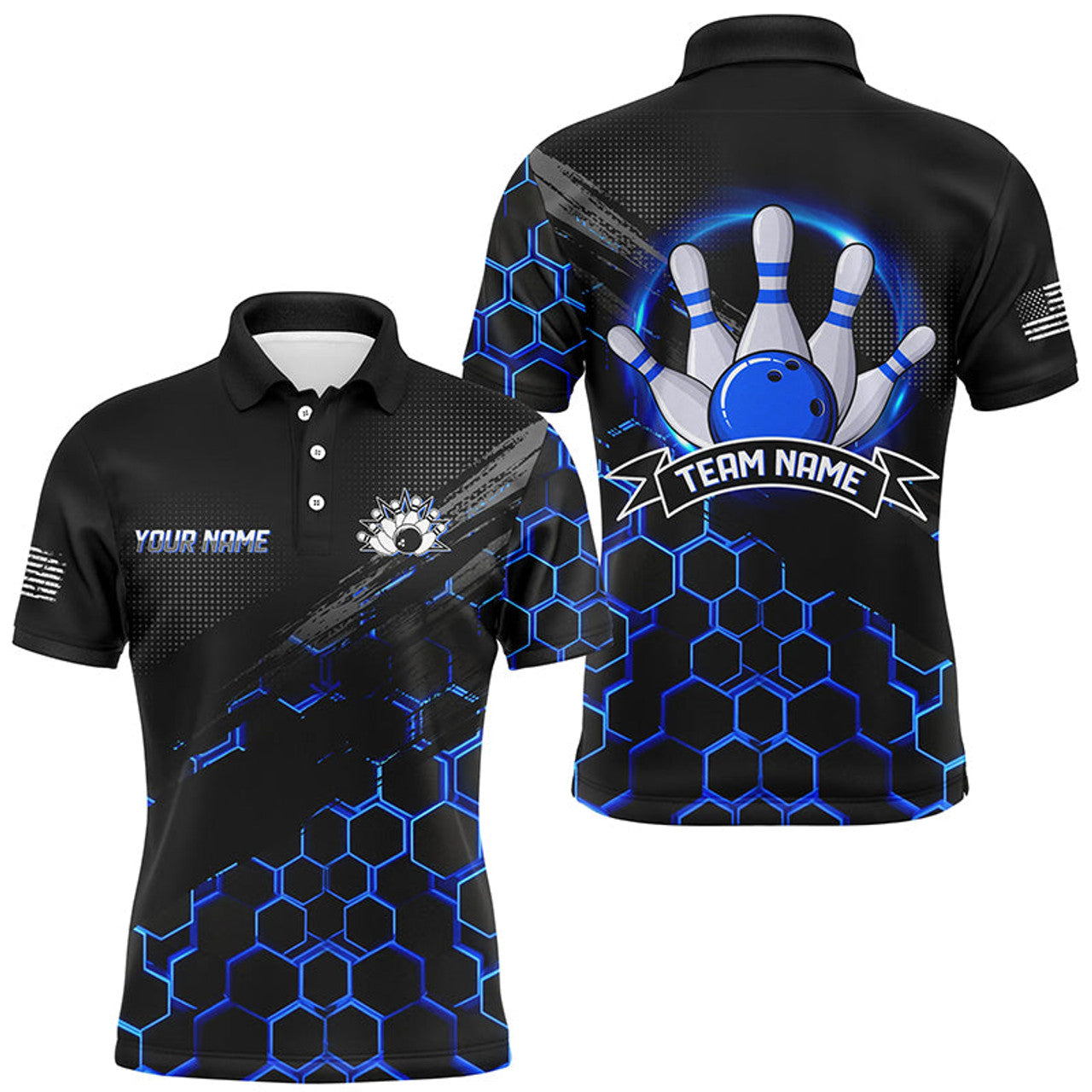 FUNSTUFFPRINT Bowling Jerseys For Men Custom Bowling Polo, Team Bowlers, Bowling Apparel Polo Shirt Size S-5XL