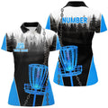 Custom Womens Disc Golf Polo Shirts Custom Black Chain Disc Golf Jerseys, Frisbee Golf Outfit | Blue