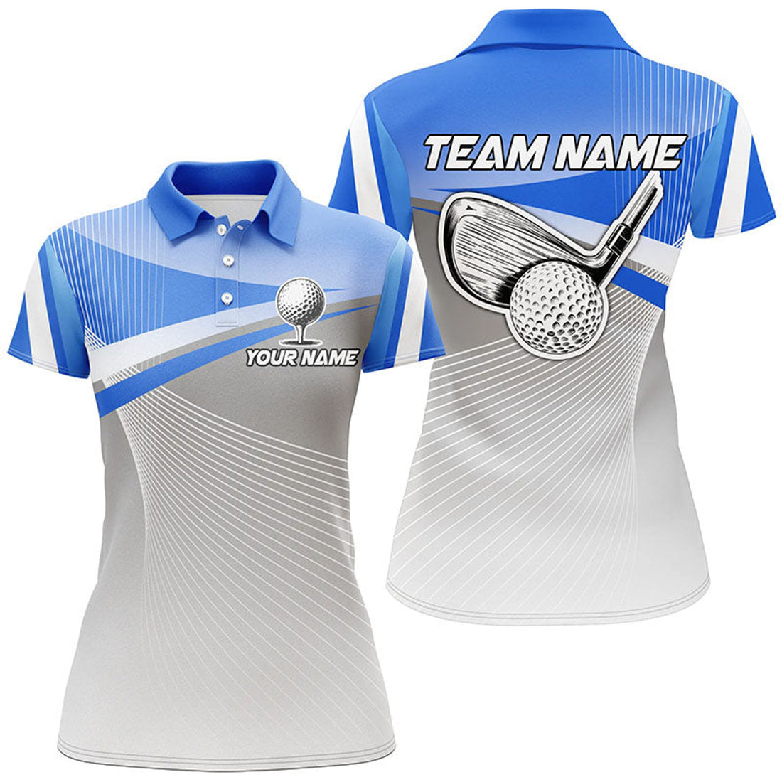 Custom Womens Golf Polo Shirts Custom Blue Sport Golf Apparel For Women, Unique Golf Gifts For Ladies