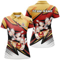 Custom Yellow and Red Camo Bowling Polo for Women Custom bowling team jerseys, bowl gifts