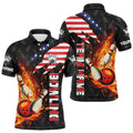 Custom American Flag Bowling Shirt For Men Custom Flame Bowling Polo Shirt, Team Bowling Jerseys