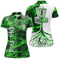 Custom Womens Disc Golf Polo Shirt Custom Name Green Camo Disc Golf Basket, Personalized Disc Golf Shirts