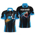 Personalized 3D bowling shirts for men Custom shark team blue bowling ball Bowling jerseys polo Shirts