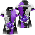 Custom Black White Bowling Fire League Jerseys Custom Bowling Polo For Women | Purple