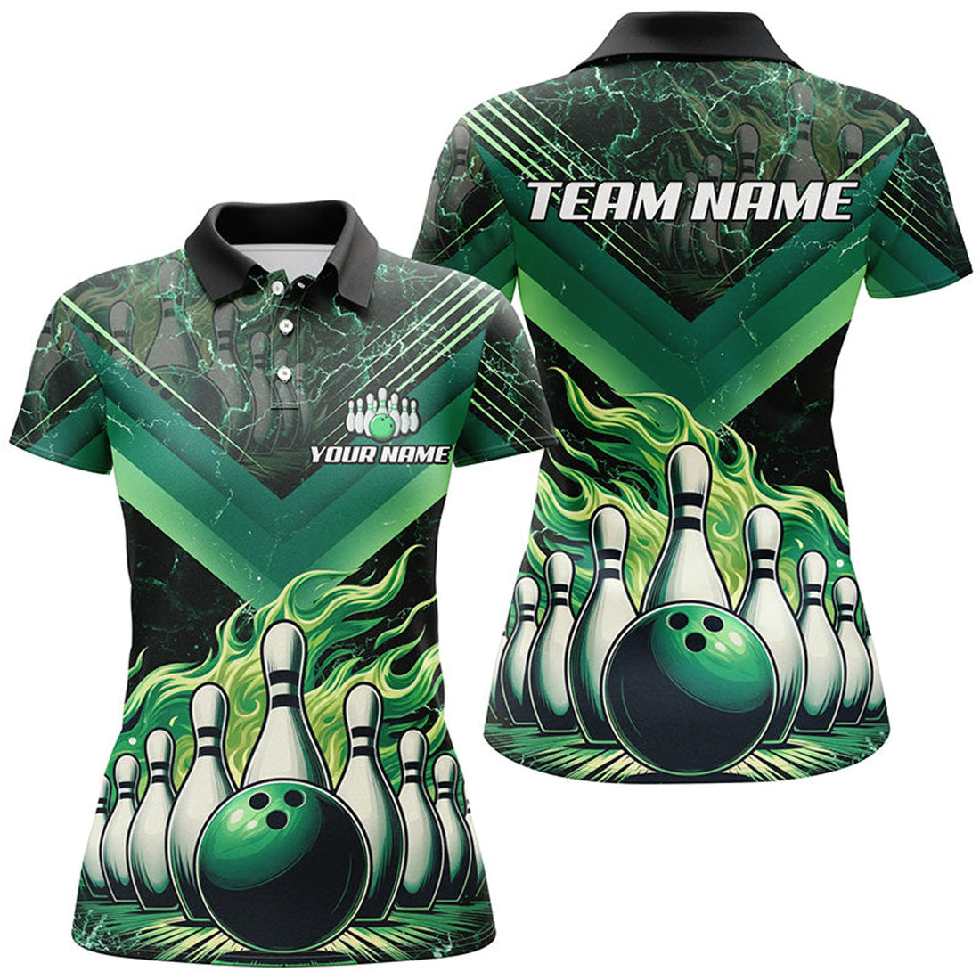Custom Womens Bowling Polo Custom Flame Bowling Team Jerseys, Gift For Bowlers
