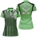 Custom Green And Black Stripe Pattern Womens Golf Polo Shirts Custom Team Ladies Golf Tops