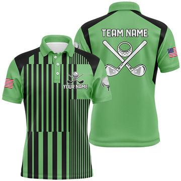 FUNSTUFFPRINT Green and black stripe pattern Mens golf polo shirts custom team golf tops, best mens golf wear Polo Shirt Size S-5XL