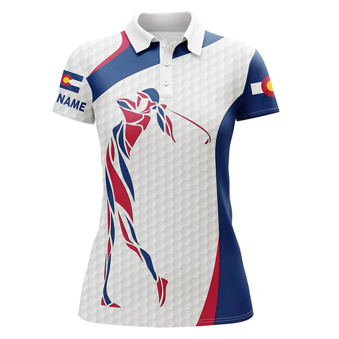 Custom Personalized Colorado Flag Patriot Golf White Womens Golf Polo Shirts Custom Name Golf Gifts