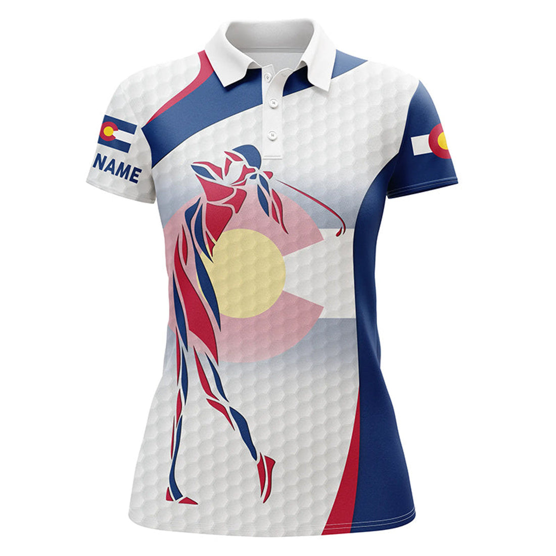 Custom Colorado Flag Womens Golf Polo Shirts Custom Patriotic Golf Outfit Women, Unique Ladies Golf Apparel