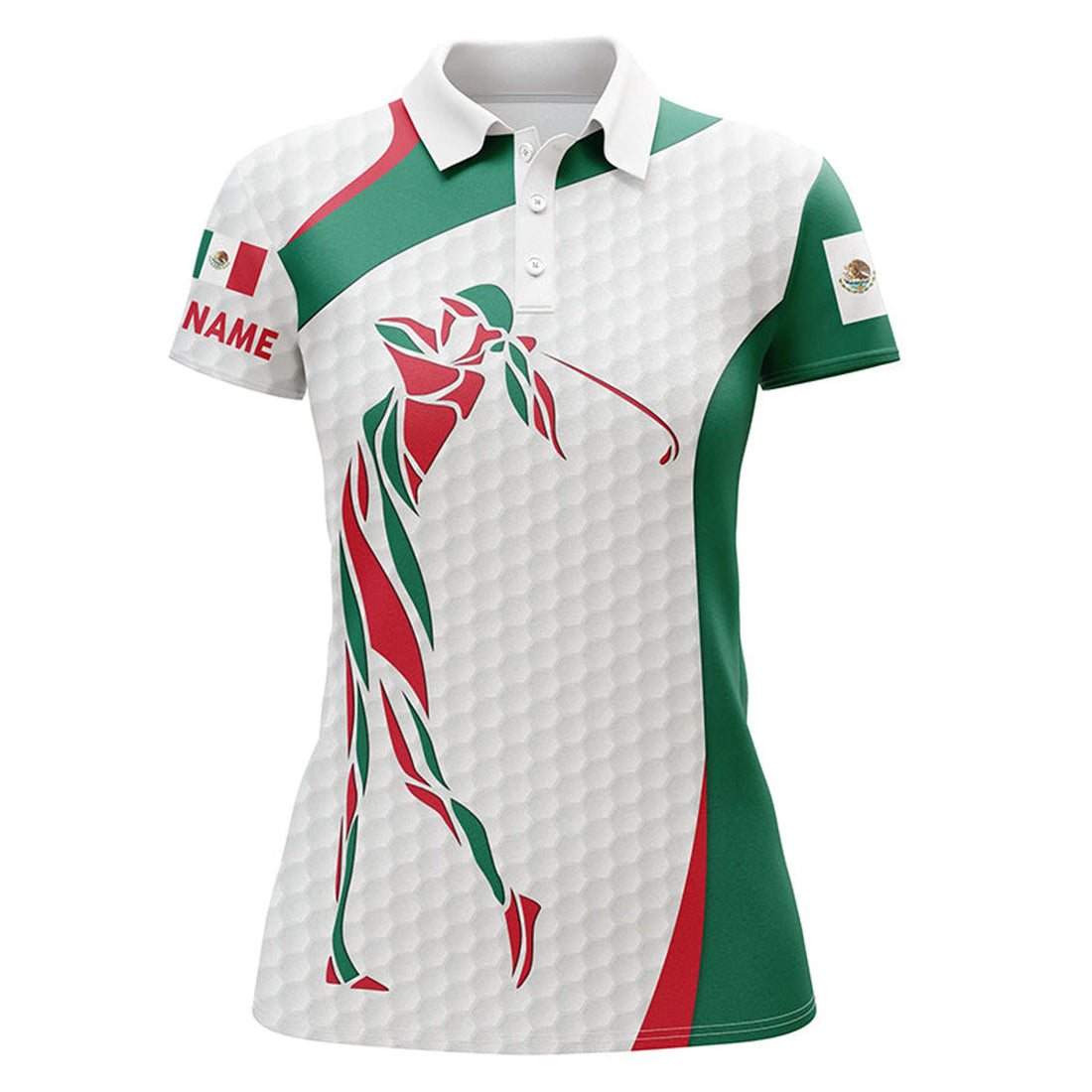 Custom Personalized Mexican Flag Patriot Golf White Womens Golf Polo Shirts Custom Name Golf Gifts