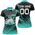 Custom Turquoise Bowling Shirt For women Custom polo Bowling Jersey 3D Bowling Team Shirt For women