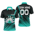 Custom Turquoise Bowling Shirt For Men Custom Polo Bowling Jersey 3D Bowling Team Shirt For Men
