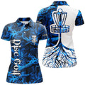 Custom Womens Disc Golf Polo Shirt Custom Name Blue Camo Disc Golf Basket, Personalized Disc Golf Shirts