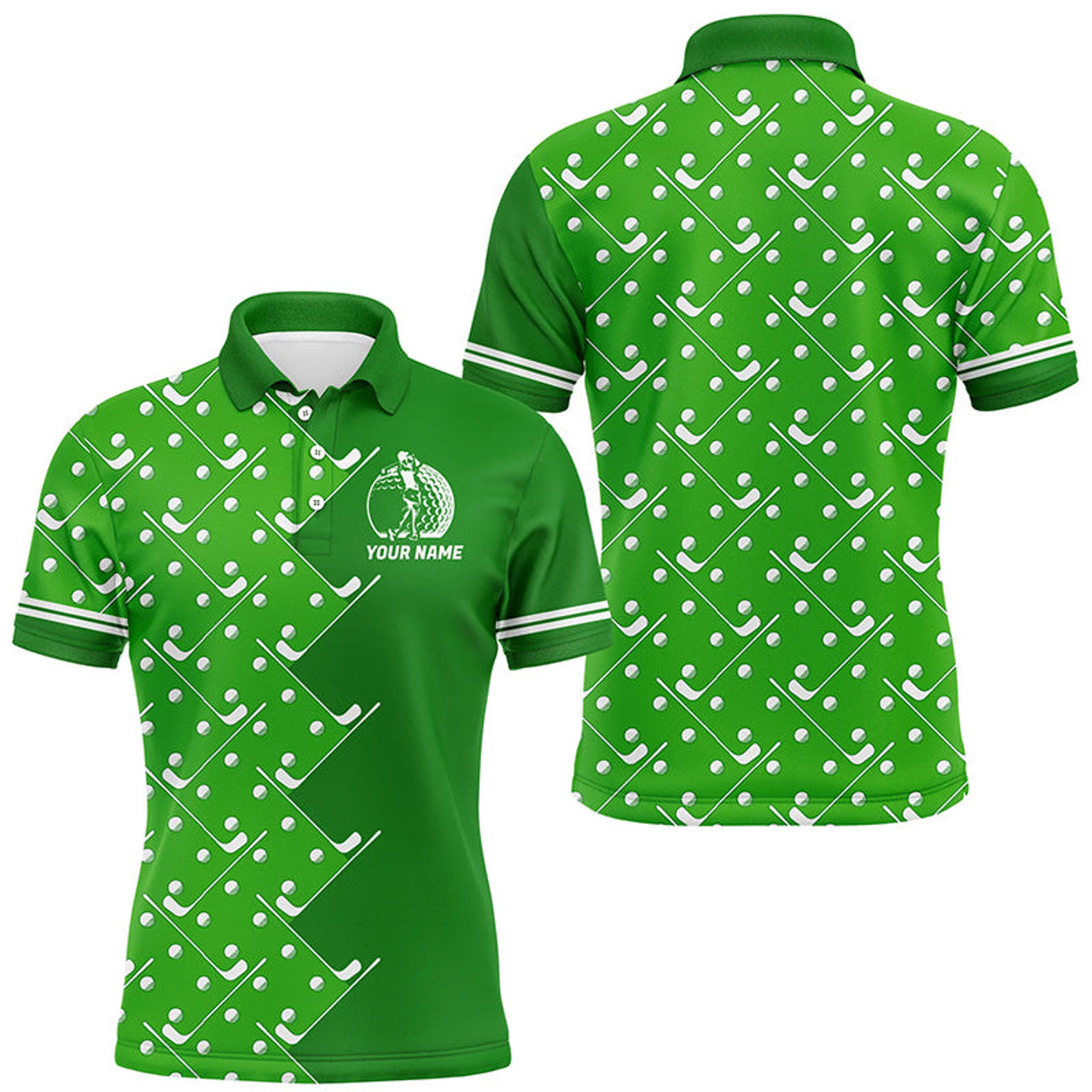 Custom Mens golf polo shirts custom Green golf pattern men's golf clothing, unique golf gifts