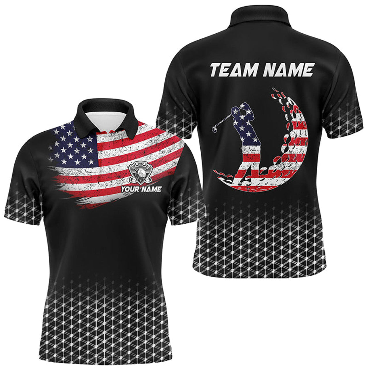Custom Mens golf polo shirts custom American Flag patriotic golf outfits men, best golf gifts