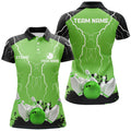 Custom Women Bowling Polo Shirt Custom Bowling Strike Lightning Storm Thunder Team League Jersey | Green
