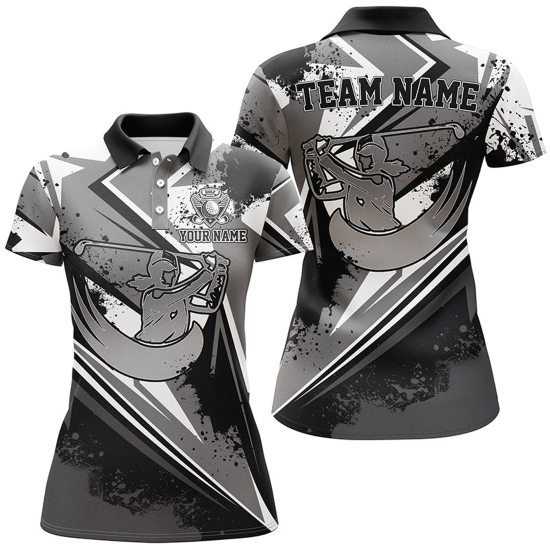 Custom Womens Golf Polo Shirt Custom Black And White Female Golf Attire For Women, Ladies Golf Tops