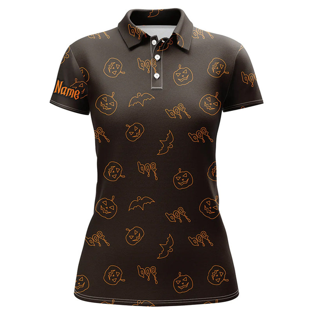 Custom Halloween Pumpkin Pattern Custom Womens Golf Polo Shirts, Halloween Golf Gifts For Ladies