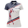 Custom Personalized American Flag Patriotic Golf White Womens Golf Polo Shirts Custom Name Ladies Golf Tops