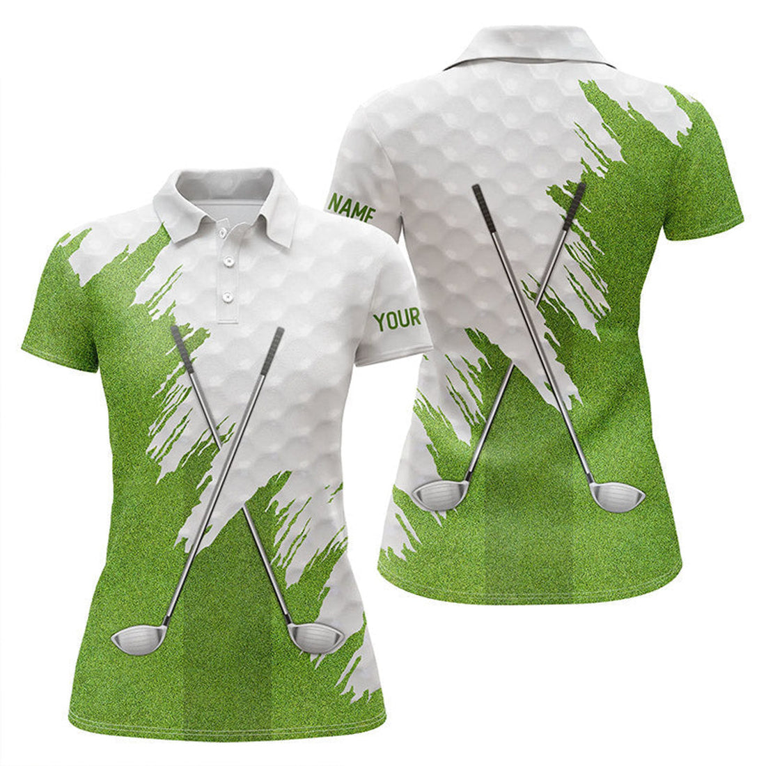 Custom White And Green Golf Clubs Custom Name Womens Golf Polo Shirts Team Ladies Golf Tops